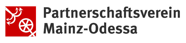 Partnerschaftsverein Mainz-Odessa red square logo with Mainz wheel