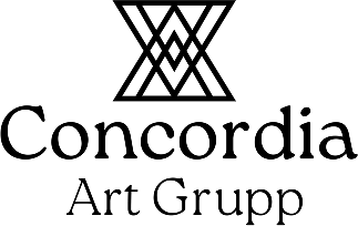 Logo for Concordia Art Grupp with geometric triangular symbol above the name