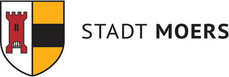 Stadt Moers heraldic shield with tower and text