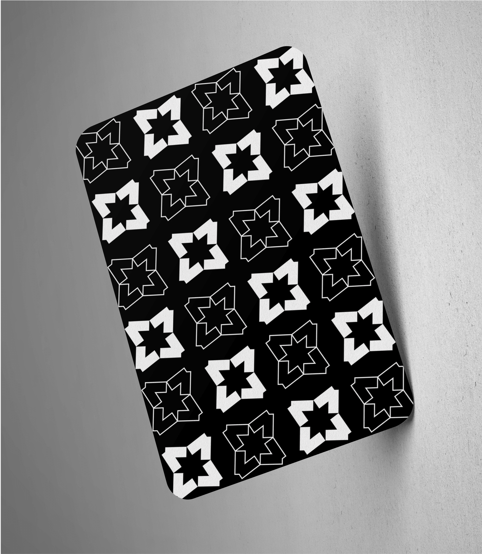 Notebook with black and white repeating floral Star Ballet icon pattern
