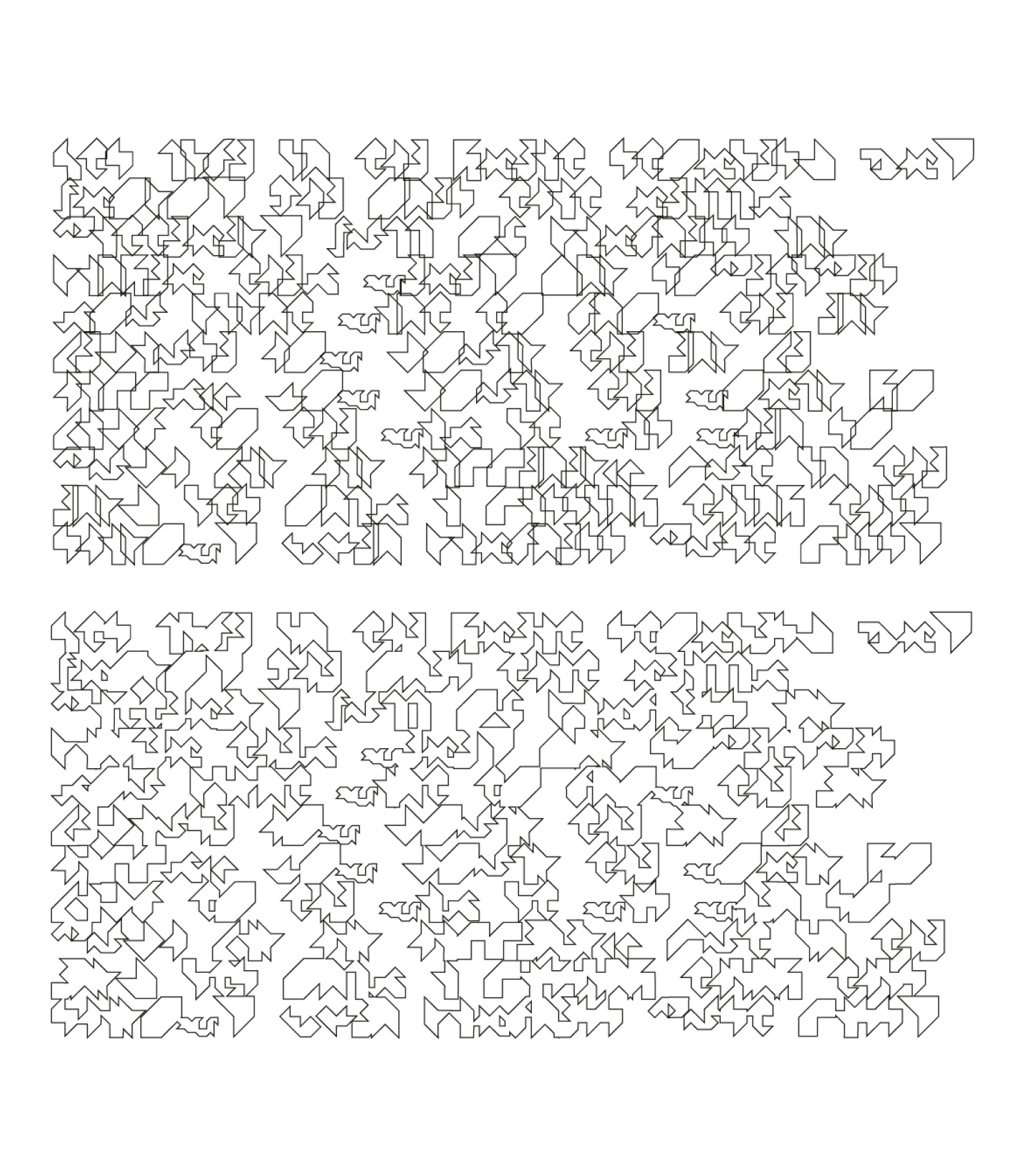 Light gray overlapping grid of cipher shapes on white background