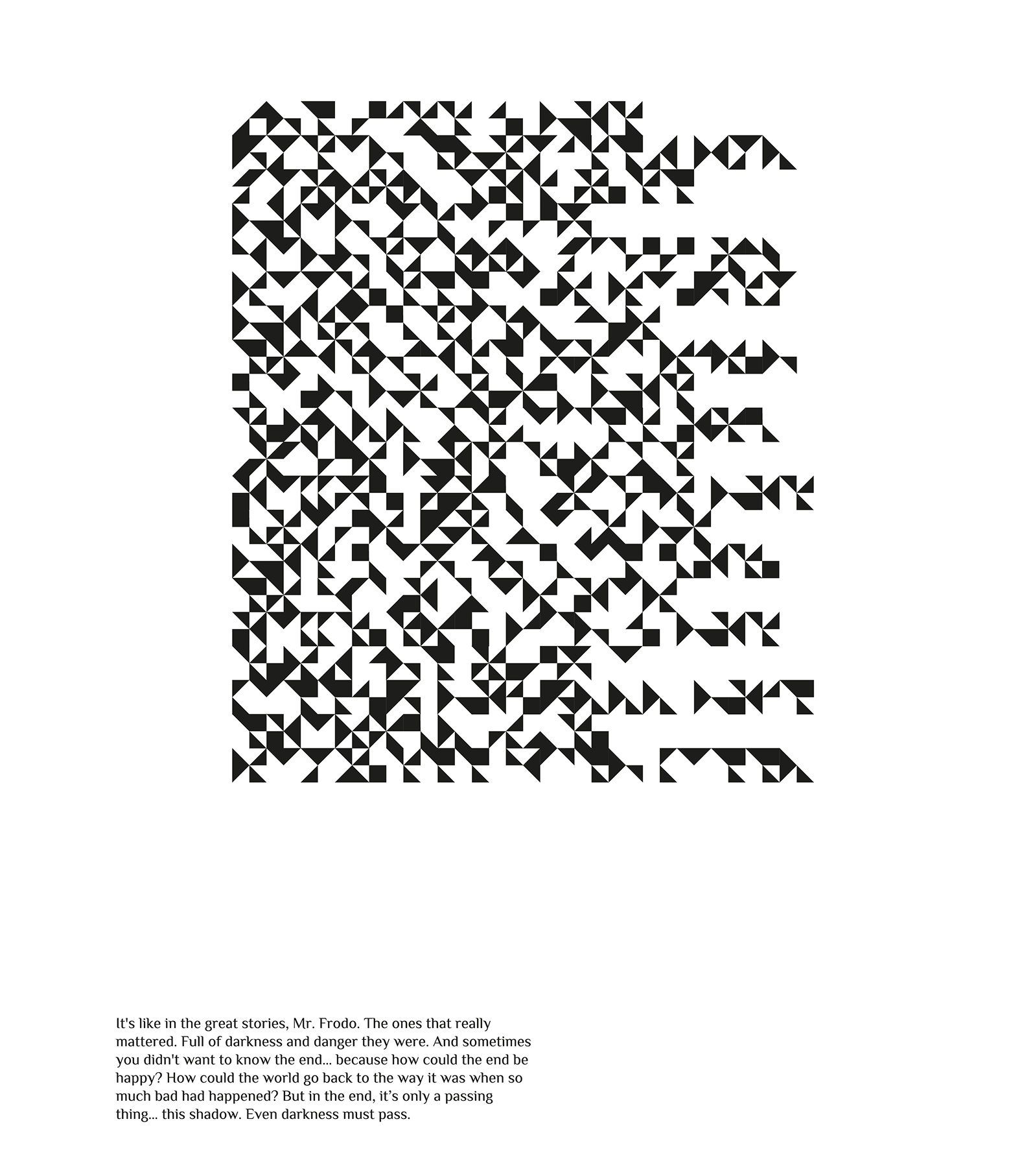 Encoded paragraph in cipher font, quote from The Lord of the Rings