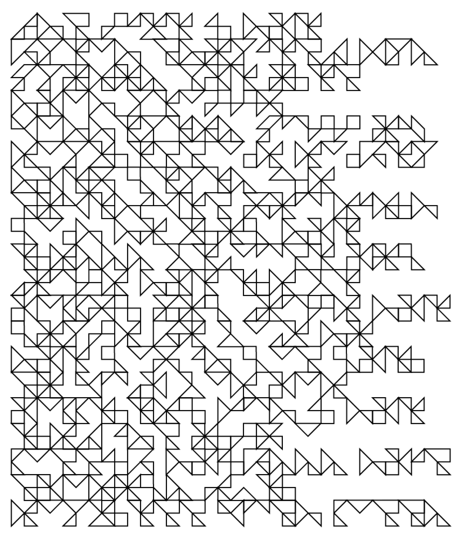 Dense triangular structure generated from repeating base units