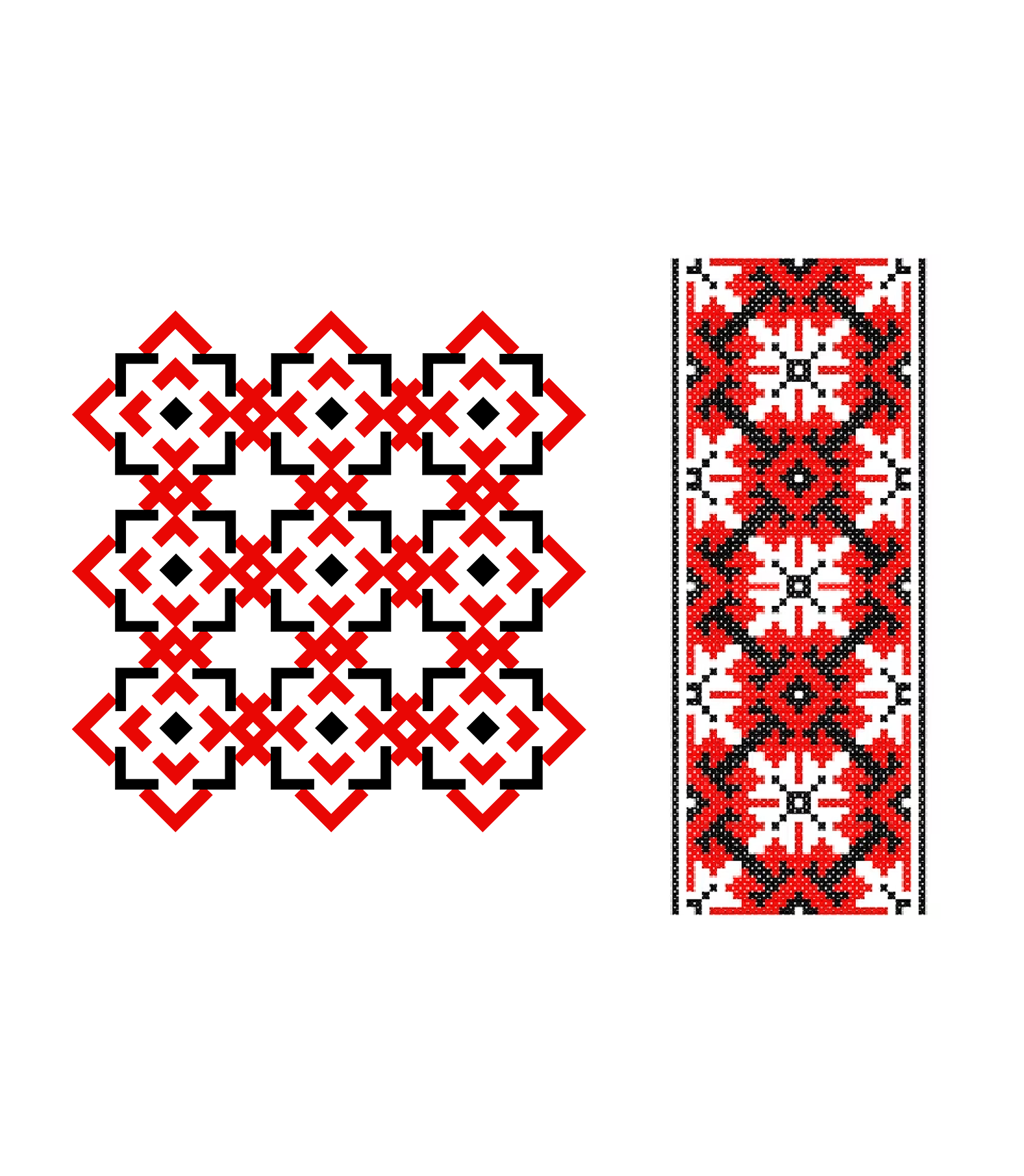 Ukrainian embroidery-inspired pattern samples