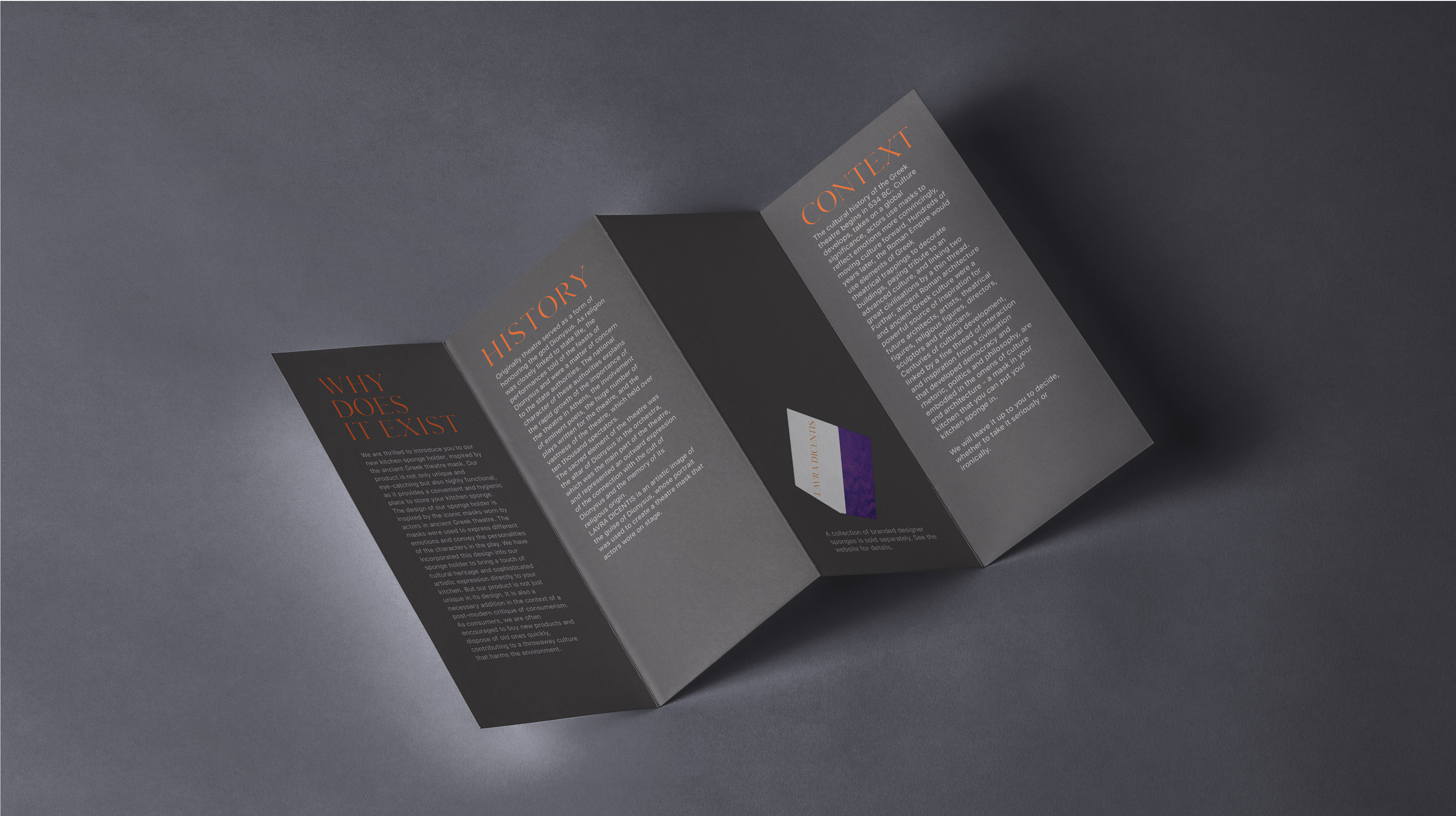 Open brochure showing history and concept behind the Lavra Dicentis project