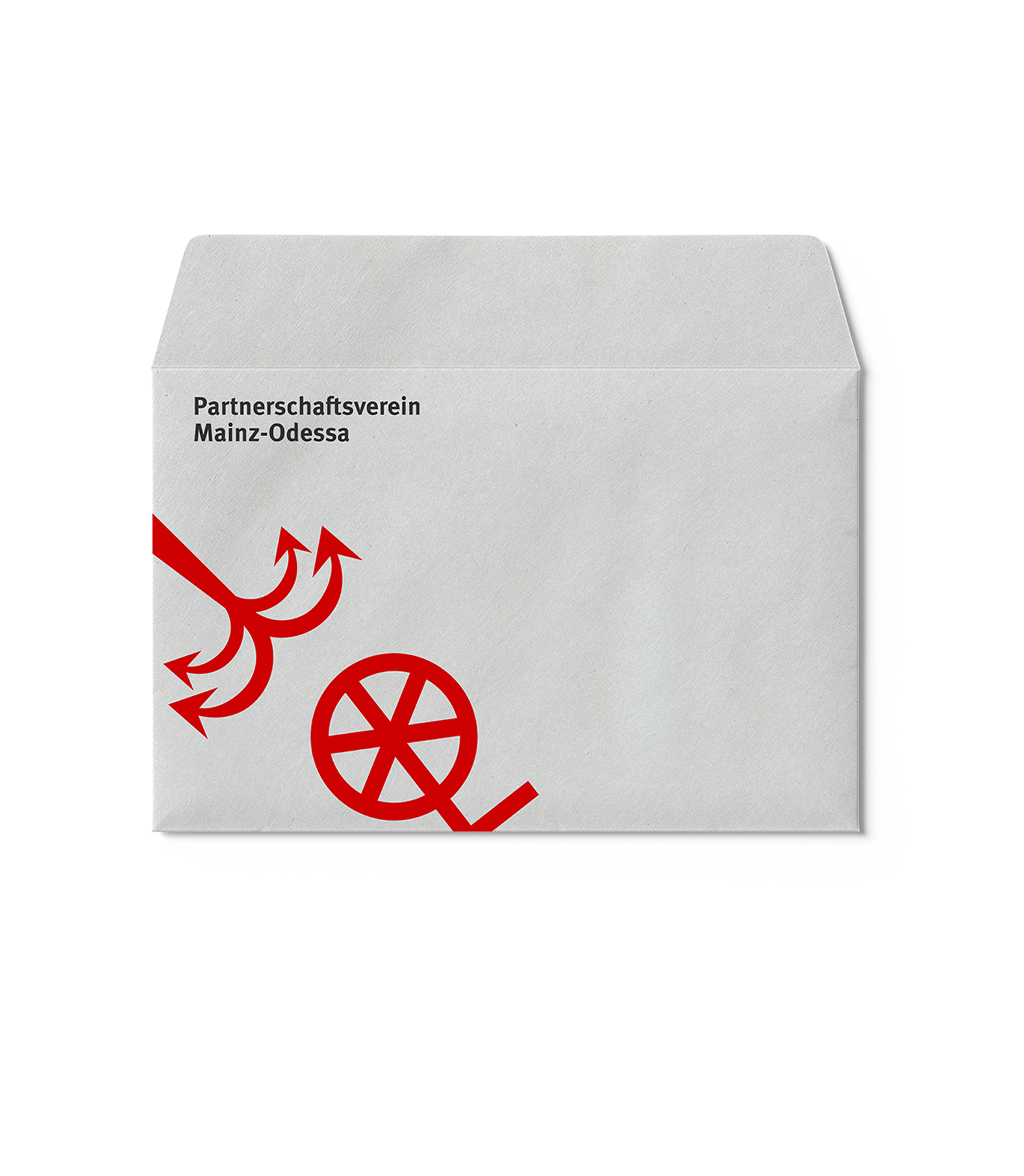 Envelope with Mainz–Odessa logo using red anchor and ship’s wheel motif